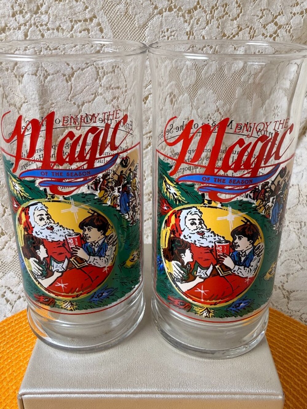 Vintage Coca-Cola "Magic of the Season" Christmas Glasses (Set of 2)